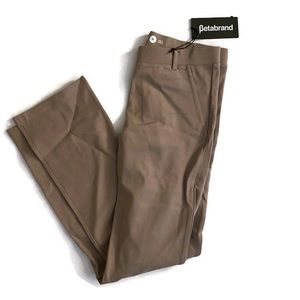 Betabrand Dress Yoga Pant Straight Leg Khaki Twill, Medium